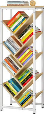 IBUYKE 9 Tier Tree Bookshelf, Floor Standing Wood Bookshelf for Narrow Space, Storage Organizer Bookcase for Books/CDs/Movies, Small Corner Bookcase for Bedroom Living Room,Natural,TBC002N
