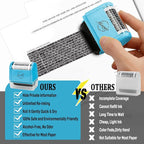 Miseyo Wide Identity Theft Protection Roller Stamp Set - Blue (3 Refill Ink Included)