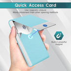 DMFLY Business Card Holder, Pocket Business Card Case, Slim Card Holders for Men or Women, PU Leather Business Card Carrier Metal RFID Blocking Name Card Holder with Magnetic Clasp