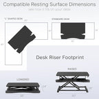 VIVO 36 inch Desk Converter, K Series, Height Adjustable Sit to Stand Riser, Dual Monitor and Laptop Workstation with Wide Keyboard Tray, Reclaimed Wood Top, Black Frame, DESK-V036KP