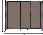 Versare Straightwall Sliding Portable Wall Partition | Freestanding Office Dividers | Locking Wheels | Temporary Room Separator | 7'2'' Wide x 6' Tall Latte Fabric Panels