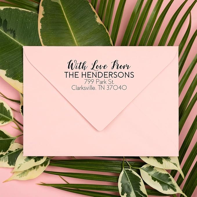 Self Inking Modern Address Stamps | Custom Return Address Stamper (with Love from, Xtra Wide)