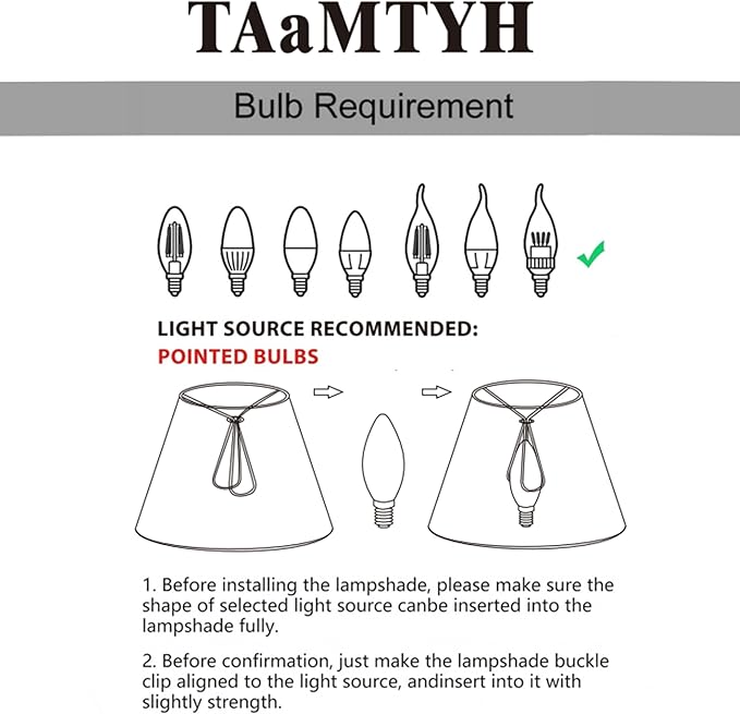 TAaMTYH small lamp shade chandelier shades set of 3，Fabric Lampshade for Wall Lamp，chandelier shades，small tadle lamps，For Cutting Edge bulbs, Clip-on Fitter Lampshade，3" X 6" X 5"