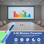 QUI Presentation Clicker for PowerPoint, RF 2.4GHz USB Wireless Presenter Remote with Volume Control, PowerPoint Clicker Slide Advancer for Mac, Windows, Laptop, Keynote