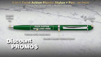 DISCOUNT PROMOS Custom Twist Action Plastic Stylus Pens, Set of 50, Personalized Bulk Pack - Pens for Work, Cool Pens for Writing, Black Ink - Green