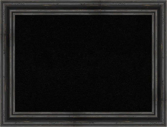 Amanti Art Black Cork Board for Wall, 25x33 Vision Board with Black Wood Frame, Medium Corkboard Office Decor for Home Organization, Country Rustic Corkboard Pinboard to Display Items for Home