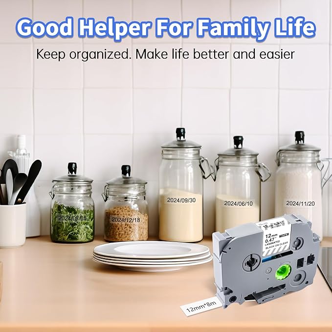 3-Pack TZ Tape 12mm Clear Replacement for Brother TZe-131 TZ-131 P Touch Label Tape 12mm 0.47 Laminated Black on Clear Label Maker Tape Work for Brother Ptouch PT-D600 PT-D200 PT-D210 PT-D400