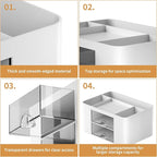 Marbrasse Pen Organizer with 2 Drawer, Multi-Functional Pencil Holder for Desk, Desk Organizers and Accessories with 5 Compartments + Drawer for Office Art Supplies (White)
