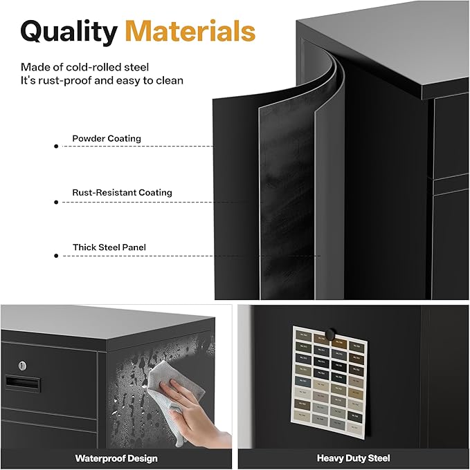 TaskStorz Metal Storage Cabinet, 36 Inch Tall Metal Garage Cabinet with 2 Doors and 2 Drawers, Lockable Cabinet with Adjustable Shelf, Pantry Cabinets for Home Office,Kitchen,Pantry,Garage,Warehouse