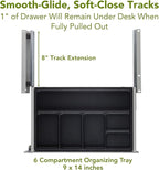 PERFECT POSTURE Max Under Desk Storage Drawer – Large Desk Drawer with Lock for Regular & Sit-Stand Standing Desks, Gray (16.2” x 9.3")