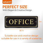 ASAVI “OFFICE” Acrylic Door Sign – Waterproof & Fade-Resistant Office Label with Strong Adhesive + Pre-Drilled Holes (8.7"x3") | Ideal for Doors and Walls in Offices, Lobbies, and Workspaces (Black gold)
