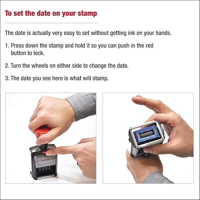 MaxMark Heavy Duty Date Stamp with 6-Line Custom Text, Self Inking Date Stamp - 2660 - Choose from Many Font and Color Options