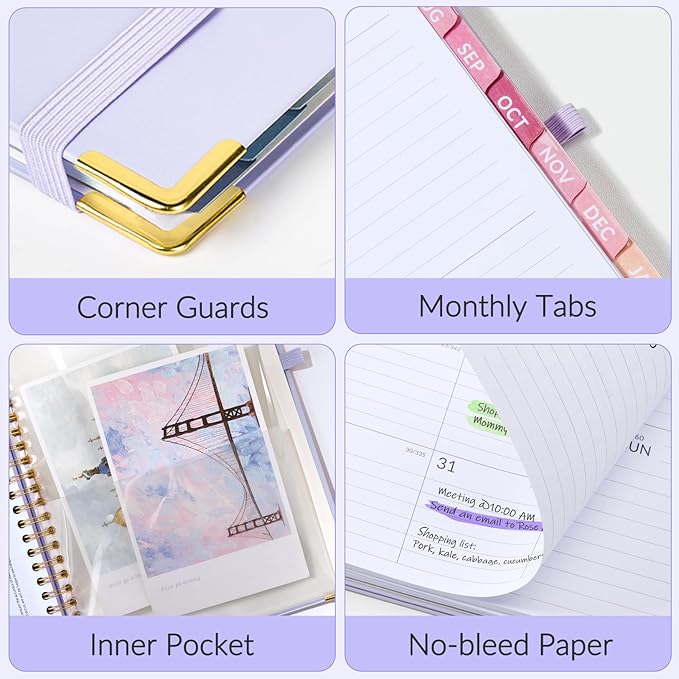 Jul 2025 - Dec 2026 Planner, Forvencer Academic Planner 2025-2026, 18 Month Daily Planner, 6" x 8", Weekly & Monthly Agenda Book, Hardcover Calendar Book, School Supplies for Student Teacher, Purple