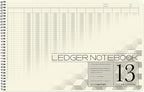 BookFactory Accounting Ledger Notebook/Large 13 Column Accounting Ledger Columnar (Thirteen Columns) Log Book - 17'' x 11'', 100 Pages, Wire-O Landscape Format (Made in USA)