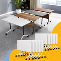 WYMHYZ Conference Table Flip Top Mobile Conference Room Tables,Folding Conference Table with Wheels,Large Meeting Training Seminar Table Saving Space for Office Classroom (10, White, 55.1'')