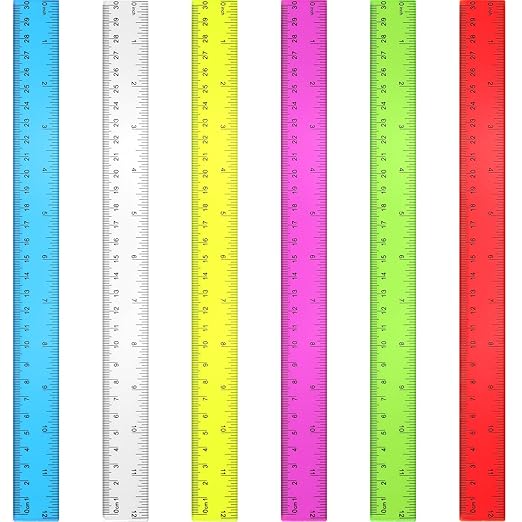 30 Pack Clear Ruler Plastic Rulers 12 Inch Transparent Assorted Color Kids Ruler Bulk for School with Centimeters Millimeter and Inches, Measuring Tools for Student School Office Home