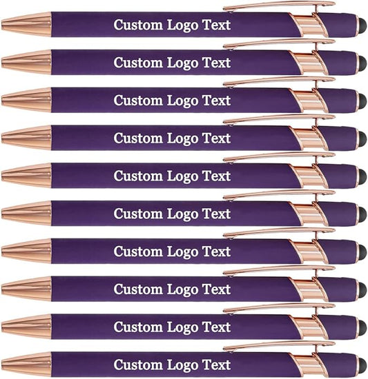 Custom Engraved Ballpoint Pens Bulk, Personalized with Name/Logo, Black or Blue Ink, Smooth Writing for Office, School, Business, Church, Reunion 100 Pcs Bulk Purple