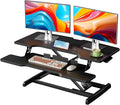 JYLH JOYSEEKER 35" Standing Desk Converter, Height Adjustable Desktop Riser with Keyboard Tray for Two Monitors, Sit to Stand up Computer Workstation for Home Office, Black