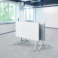 Goakwwuz Conference Room Table, Folding Conference Tables,Thicken Grey Tabletop,Flip Top Wooden Seminar Meeting Room Table for Conference Room Offices (2, White, 47.2“)