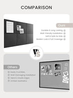 Bumusty Large Cork Board 36"x24" Alternative - 6 Pack Felt Wall Tiles with 40 Safe Removable Adhesive Tabs, 30 Pushpins, Cork Boards for Walls Pin Board Bulletin Board Office Decor (Charcoal Gray)