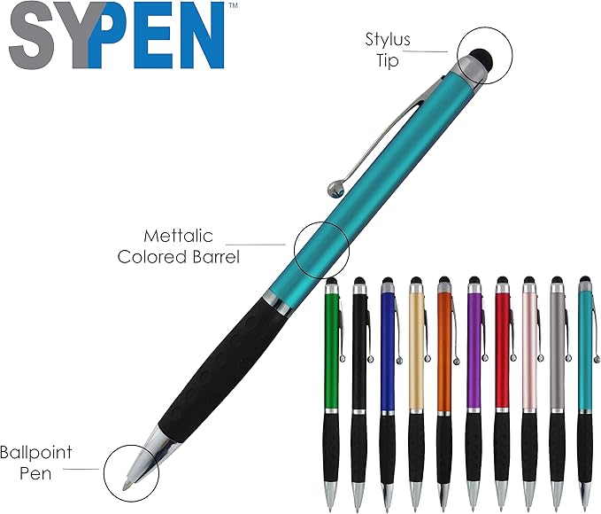 SyPen Personalized Stylus Pens With your Custom Logo or Text -300 Pack Bulk-for Businesses, Parties, and Events, 2 in 1 Ballpoint Pen & Stylus for Touchscreen Devices, Green Barrel, Black Ink