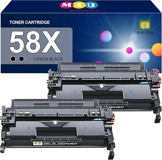 58X Black Toner Cartridges High Yield CF258X Comaptible with 58X 58A Toner Cartridge(with Chip), Works with Pro M404n M404dn M404dw, MFP M428fdw M428fdn M428dw M404 M428 Printer(2 Pack, Black)