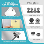GOOLADA Pack of 56 Black Magnetic Push Pins,Fridge Magnets for Whiteboard,Whiteboard Magnets,Strong Refrigerator Magnet,Push Pin Magnet for Office School Locker
