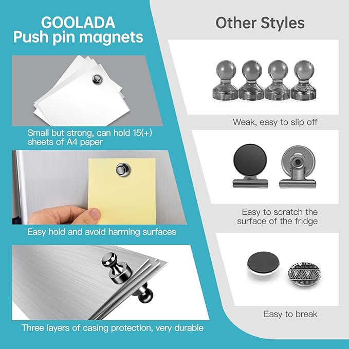 Pack of 16 Fridge Magnets - Black & Whiteboard Magnets for Office, Kitchen, Decorations & Cruise Door