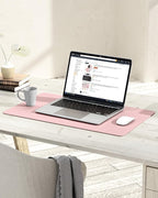 YSAGi Non-Slip Leather Desk Pad, Waterproof Laptop Computer Desk Keyboard Mat, Table Protector Blotter Mat, Large Mouse Pad for Office/Work/Home/Decor(Pink, 23.6" x 13.7")