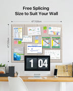 Large Cork Boards for Walls, 47"x35" Bulletin Board, 12-Pack Felt Wall Tiles with 60 Adhesive Tabs, Cork Boards for Office Decor, Felt Board Alternative Pin Board