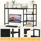 Snughome Desk Shelf, 44.9" Large Desktop Organizer Shelf, Desk Hutch for Monitor, 4 Tier Display Rack, Wooden Desktop Bookshelf Storage Rack for Home Office Dorm
