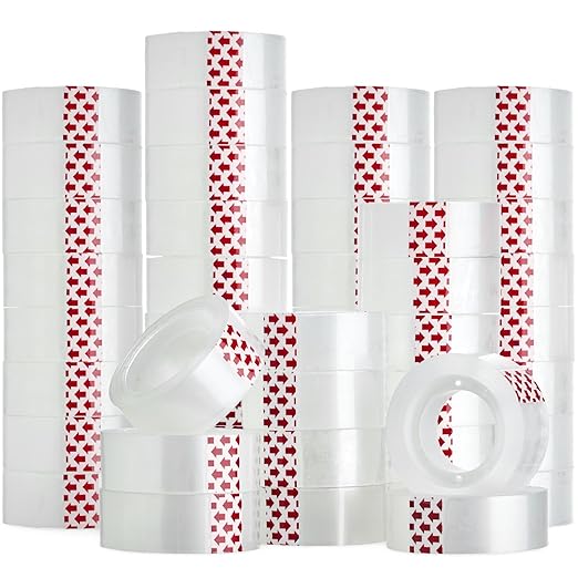 48 Rolls Clear Tape Refills, Stationery Tape Refills Rolls for Dispenser, Gift Wrap Transparent Tape for School, Home, Office, High Viscosity, Odorless, 1 Inch Core, 3/4 x 800 inches