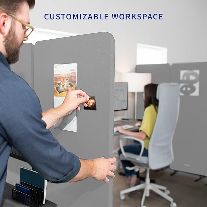 VIVO Freestanding 24 x 66 inch Privacy Panel, Mobile Cubicle Divider, Single 24 inch Wall Partition with 2-Sided Zipper Attachment System, Gray, PP-1-T024G-M