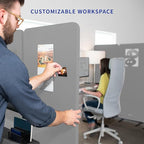 VIVO Freestanding 72 x 66 inch Privacy Panel, Mobile Cubicle Divider, x3 24 inch Wall Partitions, Gray, PP-3-T072G-M