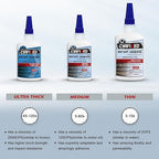 CYAFIXED CA Glue for Woodworking - 2 Bottles Thin Viscosity 2 oz with 1 oz Medium Viscosity and 1 oz Ultra Thick Viscosity, Cyanoacrylate Adhesive for Woodturning, Wood Bonding and Gap Filling