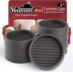 Yelanon Furniture Coasters - 8 Pcs 2”Round Furniture Caster Cups - Non Slip Pads Hardwood Floors Non Skid Grippers Rubber Furniture Feet - Anti Slide Floor Protector for Bed Couch Stoppers Black