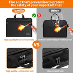 5200℉ Fireproof Accordion File Organizer with Lock, Thickened Document Organizer 13 Pocket with Zipper & Labels, Important Document Organizer, Expanding File Folder with Handle for Letter A4 (Black)