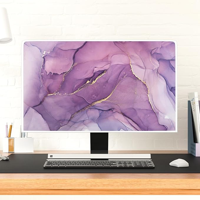 Baocicco Fashion Violet Marble Waterproof 32 Inch Anti-Static Dustproof Creative Design TV Screen Cover Panel Case TV Screen Covers Sleeve Compatible with PC Desktop and TV LED LCD OLED
