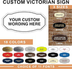 Custom Victorian Wall or Door Sign – Personalized Plastic Sign with Your Text – Easy to Install with Strong Double-Sided Tape – Indoor/Outdoor Use – Made in the USA