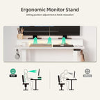 Claiks Electric Standing Desk with Shelf, 55 Inch Height Adjustable Standing Desk with LED Lights & Monitor Stand, White Frame/White Top