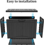 Decksplore 50 Gallon Outdoor Storage Box Waterproof Lockable Resin Deck Box Large, Patio Storage Bin for Pool Accessories Cushion Furniture, Garden Tools, UV-Resistant Outside Delivery Black