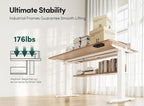 FEZIBO 55" Electric Standing Desk with Shelves, 55x24 Inches Sit Stand Rising Computer Desk with Monitor Shelf, Home Office Desks with Hook, Adjustable Height Stand Up Workstation Table, Light Walnut