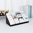 Vevitts Acrylic Business Card Holder for Desk Multiple Business Card Holders 28 Slot 7 Tier Large Business Card Organizer Business Card Display Rack Black Plastic Business Card Stand for Home Office