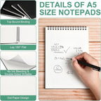 Engrowtic Dot Grid Notebook Top Spiral Notebook A5 Size Bullet Dotted Paper Hardcover Dot Journal 8.3''x 5.8'' 140 Pages Spiral Notepads for Sketching Drawing Writing School Office(Black,12 Pcs)