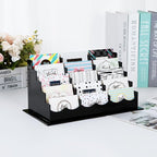 Vevitts Business Acrylic Card Holder Display for Desk, 15 Slots 5 Tiers Multiple-Black Acrylic Business Card Stand Set, Holds Approximately 750 Cards