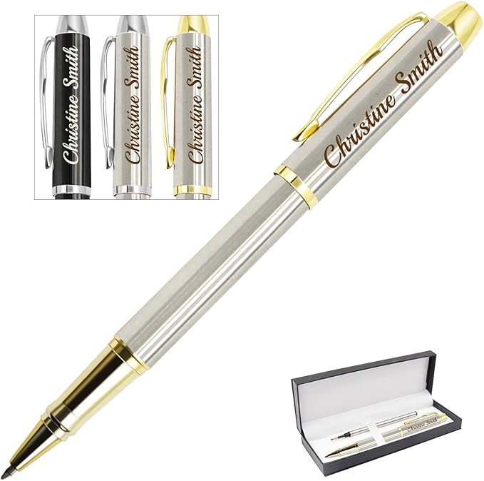 Amlion Personalized Pens Custom Engraved Pen with Name, Refillable Medium Refill, Personalized Gifts for Men Women