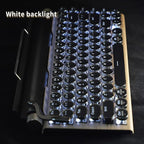 Adventurers Typewriter-Style Retro Mechanical Keyboard LED Backlight 83 Keys Bluetooth 5.0 Blue Axis Wood Color Panel Compatible with iOS/Android/Windows/Vista/Linux/Mac Office/Gaming, 12.8x6.6x1.6in