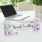 Custom Name Plate for Desk - Desk Name Plate Personalized - Purple Office Desk Accessories - Employee Appreciation Gifts - Acrylic Office Desk Decor for Women - Office Gifts for Coworkers Boss Teacher