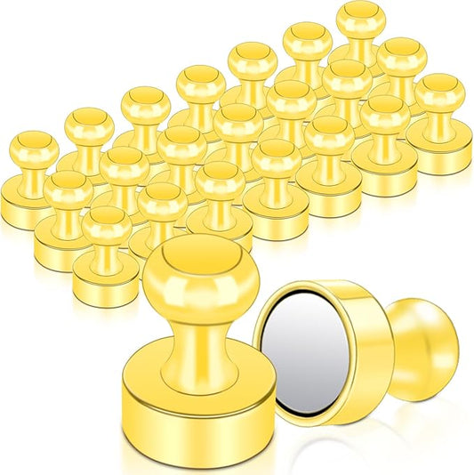 22 Pack Fridge Magnets Strong Magnets for Whiteboard, Push Pin Refrigerator Magnet Small Strong Rare Earth Magnets Neodymium Magnet for Office, Classroom, Kitchen, Home, Gold