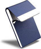 DMFLY Business Card Holder for Women & Men - Multi Card Case, Business & Pocket Card Holder, Credit & Name Card Wallet with Magnetic Closure, Blue-zs